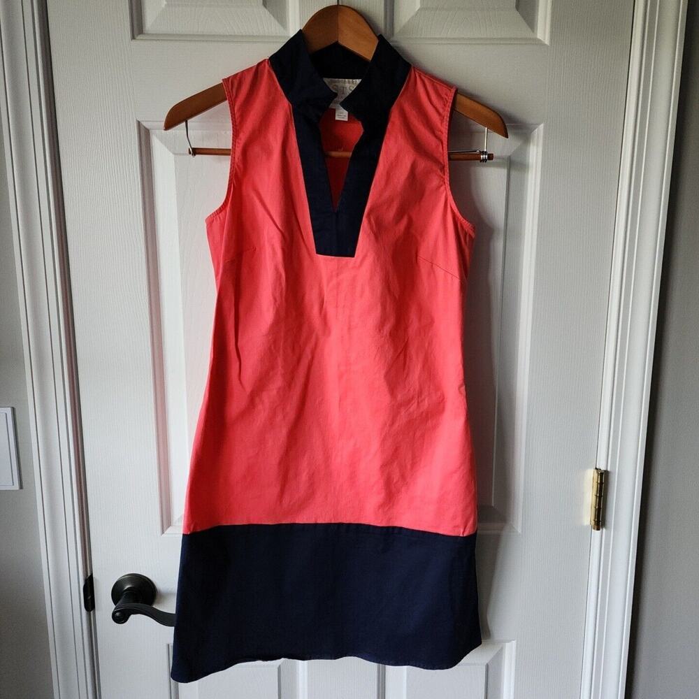 Sail to Sable STS Navy Coral Color Block Sleeveless Tunic Dress Women's Size XS
